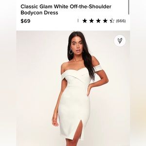 NWT Classic Glam White Off-the-Shoulder Bodycon Dress SIZE LARGE